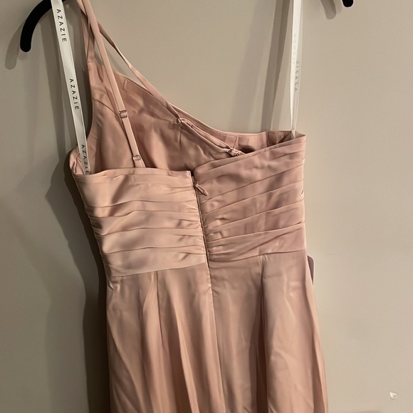 Azazie Eren Stretch Satin Dress, English Rose (A0) - Picture 5 of 6